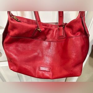 Fossil Red Leather Shoulder Bag with Slouchy Design